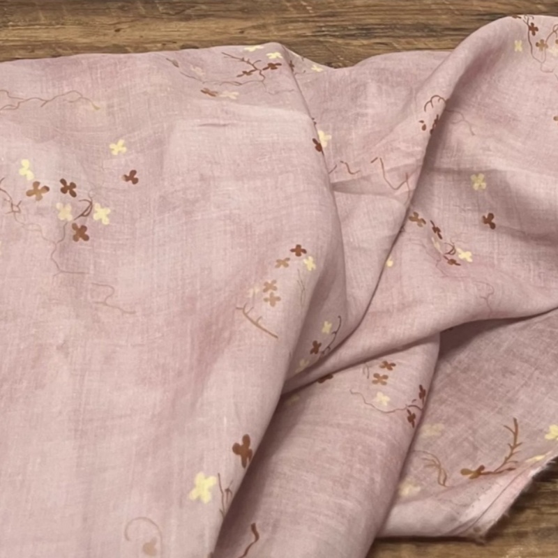 Boho Ramie Linen Fabric Dusty  - Vintage Sewing Textile ulasan dan harga