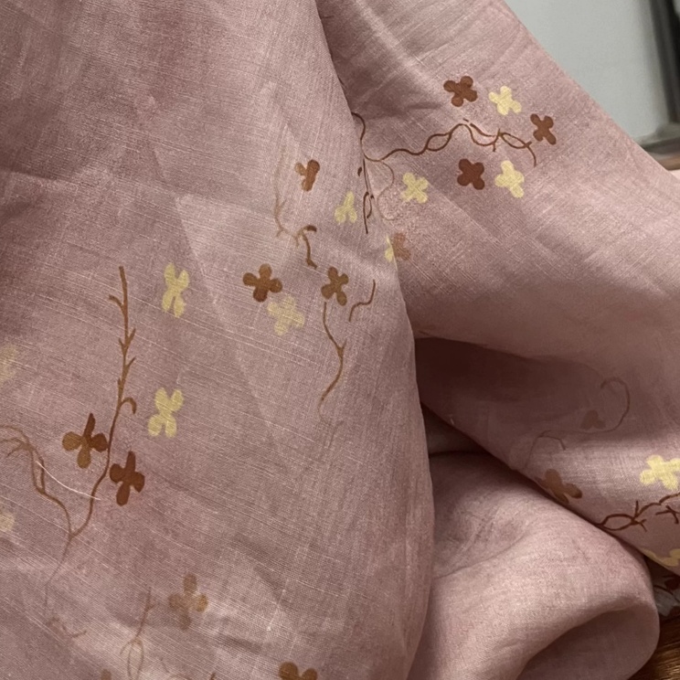 Boho Ramie Linen Fabric Dusty  - Vintage Sewing Textile ulasan dan harga