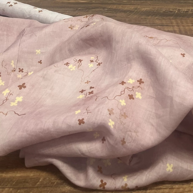 Boho Ramie Linen Fabric Dusty  - Vintage Sewing Textile ulasan dan harga